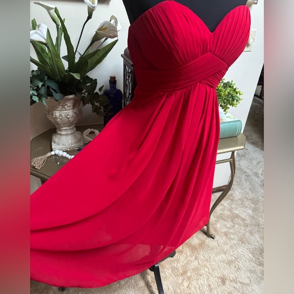 RED STRAPLESS SPECIAL OCCASION CORSET TIE UP FORMAL HOLIDAY SHORT DRESS SZ M - Picture 4 of 13